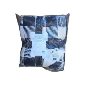 Hudson Home Collection Fleece Throw Blanket Buffalo Check Black & Cream 50 X 60"